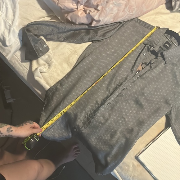 HUGO BOSS SLIM FIT RESPONSIBLE LONG SLEEVE DRESS SHIRT - Picture 11 of 12